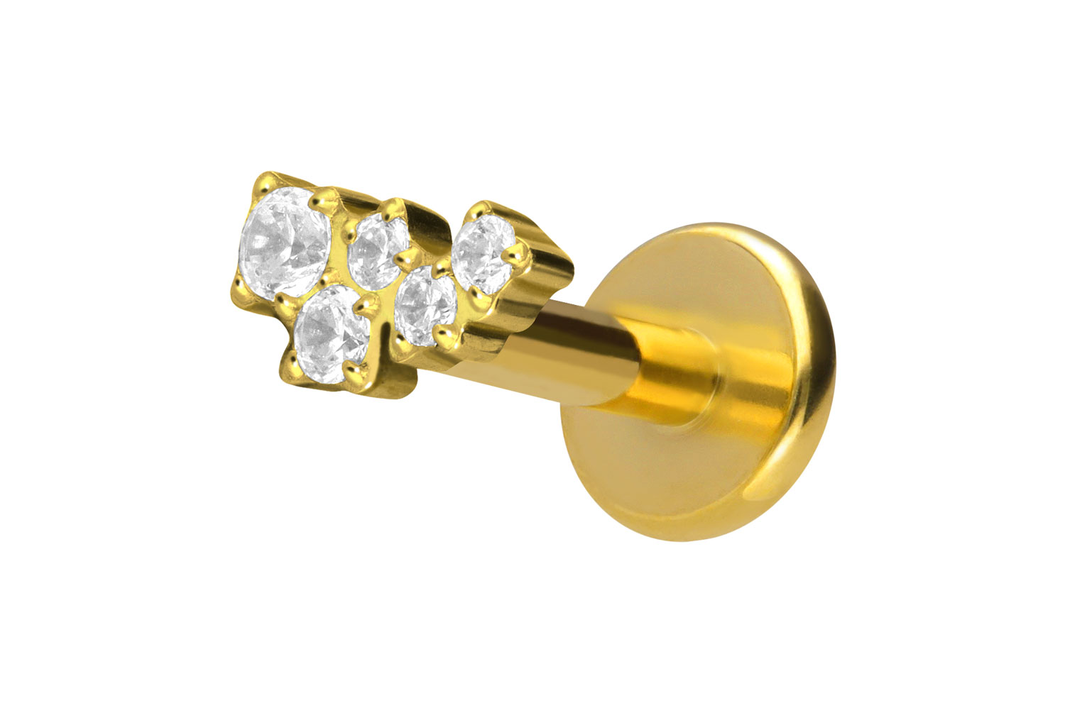 Titan Labret Piercing mit Push Fit KRISTALLWOLKE